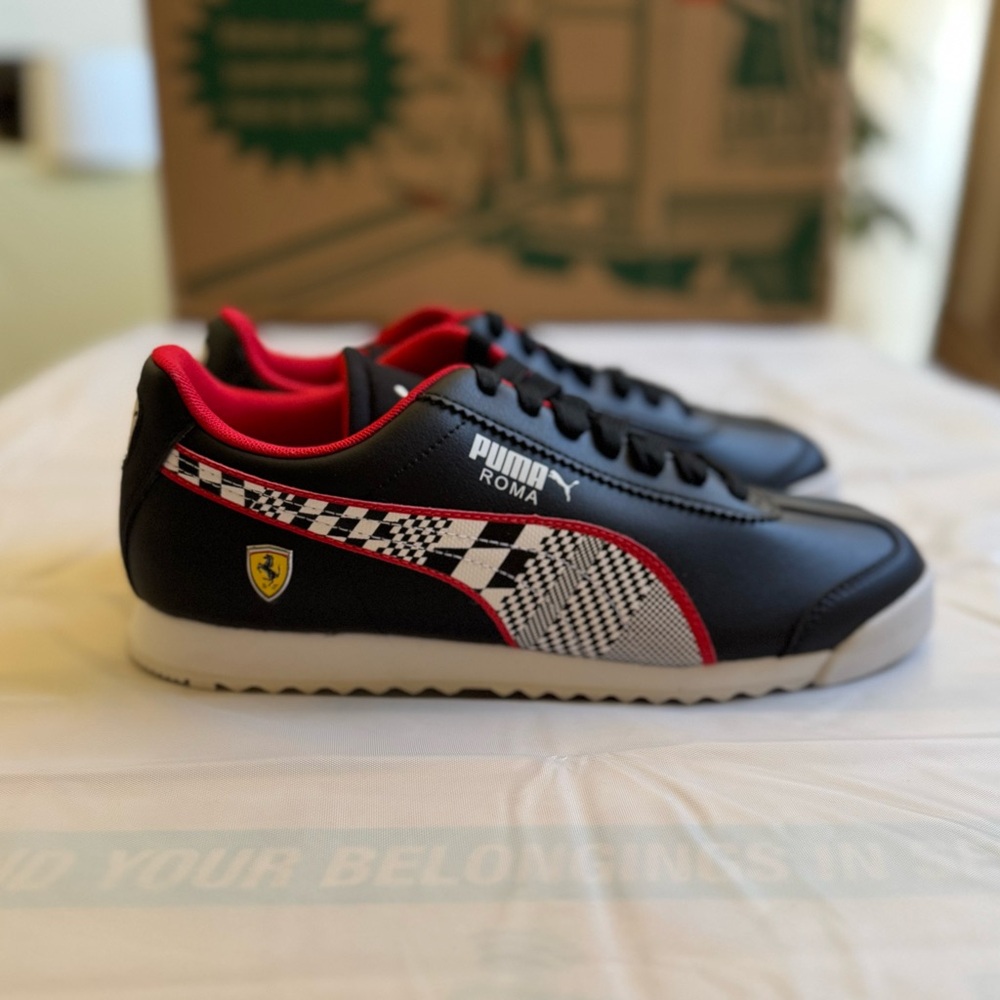Puma Roma Black Red Checkered Men's Sneakers